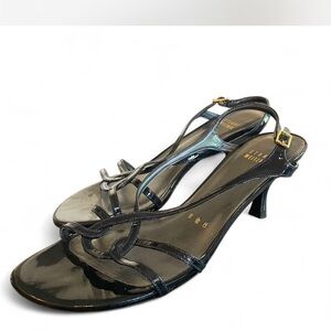 Stuart Weitzman Glossy Black Strappy Heels